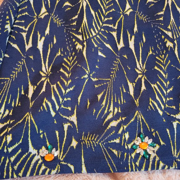 Zara Crop Top and Skirt Set Navy Blue with Embellishments - Picture 3 of 5